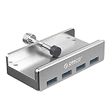 ORICO USB HUB Clip-Typ,4 Port USB 3.0 Hub 5 Gbps Super Speed Mini Aluminum Datenhub Mit 100CM Langen Kabel Platzsparend für Desktop,USB-Sticks und Windows