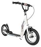 BIKESTAR Roller Kinderroller Tretroller Kickscooter mit Luftreifen für Jungen und Mädchen ab 6 - 7 Jahre | 12 Zoll Sport Kinder Scooter | Weiß | Risikofrei Testen