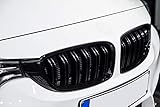 Kühler- Sport- Front- Doppel- Rippen- Grill Schwarz Glanz Eintragungsfrei Links Rechts Set