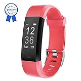 Fitness Armband HolyHigh YG3 Plus HR Pulsuhr Aktivitätstracker mit Herzfrequenz Monitor/wasserdichter /Schrittzähler/Anrufbenachrichtigungen/Ruhemodus/Kamerabedienung für Android und iOS(Rot)