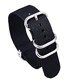 Autulet 24mm Nylon Uhrenarmband Herren Schwarz