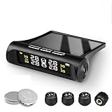 TPMS Reifendruckkontrollsystem Sicherheits-Sprachalarmanlagen Auto Reifendruck Kontrollsystem LCD-Echtzeit-Anzeige mit 4 Wasserdichten Sensoren für Auto, SUV, KFZ