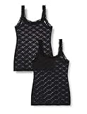 Amazon-Marke: Iris & Lilly Unterhemd Damen aus Spitze, 2er-Pack, Schwarz (Schwarz), XL, Label: XL