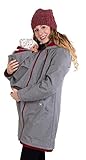 Viva la Mama Softshell 3in1 Umstandsjacke Tragejacke Softshelljacke Damen Winter regendicht Winddicht Outdoorjacke Tragemantel Umstandsmode - MELLORY grau Bordeaux - M