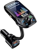 FM Transmitter Auto Bluetooth, OMORC Bluetooth FM Transmitter Unterstütz Intelligente Suche, Kfz Radio Adapter Freisprecheinrichtung mit 1,8''Farbbildschirm/QC 3.0/3 USB Ports/U Disk/TF Karte/Aux