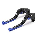 ANAY Motorradzubehör für Yama ha YZF R3 2014-2017 YZF R3 2018-2019 CNC-verstellbarer klappbarer ausziehbarer Bremskupplungshebel (Schwarz + Blau, 14-17)
