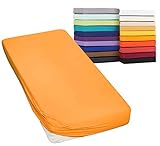 Moon Spannbetttuch Spannbettlaken auch für`s Wasserbett 160g/m² Jersey Line green-orange-120x200-120x220