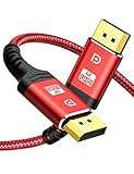 Snowkids DisplayPort-Kabel, 4K, DP, Nylon, geflochten, (4K @ 60 Hz, 1440p @ 144 Hz) Ultra High Speed DisplayPort zu DisplayPort-Kabel 1,8 m für Laptop, PC, TV, etc- Gaming-Monitorkabel (rot)