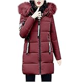 KEERADS Damen Warm Winterjacke Parka Jacke Mantel Lange Mit Fellkapuze Steppjacke Wintermantel