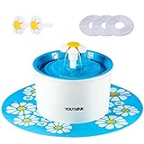 YOUTHINK Haustier Trinkbrunnen für Katzen 1.6L Katzenbrunnen Haustier Wasserbrunnen Leise Automatischer Elektrischer Wasserspender Blumentrinkbrunnen mit 3* Aktivkohlefilter 2*Blumenrohr1*Silikonmatte