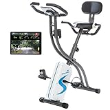 skandika Foldaway X-2000 Fitnessbike zusammenklappbar mit Bluetooth, Tablet Halterung, Rückenlehne, Multifunktionscomputer, Handpulssensoren und 16-stufiger, computergesteuerter Widerstand