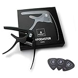 MORIATY® QuickChange Kapodaster für Gitarre + 3 Plektren + Gitarrenschule — Extrem robuster Capo für Westerngitarre, Akustikgitarre, Konzertgitarre, E-Gitarre, Banjo & Ukulele