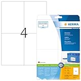 HERMA 8630 Universal Etiketten DIN A4 groß (105 x 148 mm, 10 Blatt, Papier, matt) selbstklebend, bedruckbar, permanent haftende Adressaufkleber, 40 Klebeetiketten, weiß