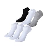 PUMA Unisex Sneakers Socken Sportsocken 6er Pack, 3er weiß/3er schwarz-weiß-grau, 43/46