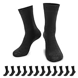 QINCAO Socken Herren Damen 12 Paar Sport Schwarz Baumwolle Lange Komfortbund Socks(Schwarz ×12, 39-42)