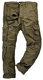 A. Salvarini Herren Outdoor Cargohose Cargo Hose Stoff lang viele Taschen AS078 [AS-078-Olive-W32-L34]
