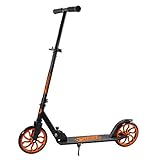 Best Sporting Scooter 200er Rolle, dreifach höhenverstellbarer 82-87 - 92 cm Kickscooter, Tretroller mit Ständer in den Farben: schwarz, Silber oder weiß (schwarz/orange)