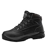 JIANYE Winterschuhe Herren Wasserdicht Warm Gefüttert Boots Schneestiefel rutschfeste Outdoor Trekking Wanderschuhe Schwarz 46