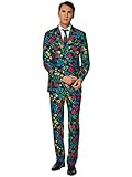 Suitmeister Herren Men Suit Business-Anzug Hosen-Set,Floral,XL