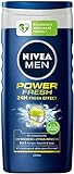 NIVEA MEN Power Fresh Pflegedusche (250 ml), Duschgel für einen kraftvollen Start in den Tag, Dusche mit Menthol und dem Duft der Wasserminze