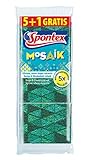 Spontex Reinigungsschwamm Mosaik 5+1 Gratis, Scheuerschwamm mit Anti-Fussel-Technologie und praktischer Griffleiste, Farbe nicht frei wählbar, 6er Pack