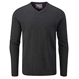 Charles Wilson Feinstrick Baumwollpullover mit V-Ausschnitt für Herren (L, Charcoal (0120))
