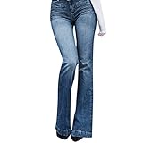 Tomatoa-Damen Jeans Frauen Elastic Plus Loose Denim Pocket Casual Boot Cut Pant Jeans Weites Bein Casual Jeanshose Denim Schlagjeans Low Waist Pants S - 3XL