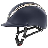 uvex Unisex – Erwachsene, suxxeed chrome Reithelm, navy mat-coral, 55-56 cm