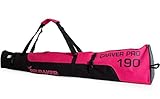 Brubaker Skitasche Carver Pro Limited Edition gepolsterter Skisack für 1 Paar Ski und Stöcke 170 cm Pink Schwarz