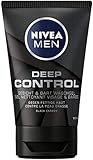 NIVEA MEN Deep Control Gesicht & Bart Waschgel im 2er Pack (2 x 100 ml), Reinigungsgel mit Black Carbon, erfrischende Gesichtsreinigung