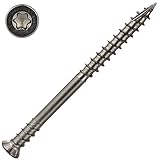 100 Stück Terrassenbauschrauben 5,3 X 60 TORX TX-20 mit Schneidkerbe u. Haltegewinde, Edelstahl A2