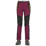 ZIYOU Damen Sport Hosen Warme Outdoor Wasserdicht Winddicht Hosen Wandern Arbeitshosen Latzhose (XXXX-Large,Rot)