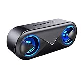 HBBOOI Bluetooth Lautsprecher, Wireless V5.0 LED Musikbox Bluetooth Mit Ausgeglichen Klang Und Starkem Bass, 24h Spielzeit Und 40m Reichweite, Eingebauten Mikrofon