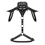 iixpin Wetlook Herren Brust Harness in Leder-Optik Riemen Einstellbar Body Schnalle Bondagekleidung Clubwear Cosplay Schwarz One Size