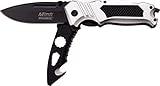 MTech USA Taschenmesser MT-A914 Serie, 2-fach Messer DESIGNER SILBER ALU Griff, scharfes Jagdmesser, Outdoormesser 8,51 cm ROSTFREI DUAL Klinge Halbgezahnt, Klappmesser für Angeln/ Jagd