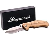 Bergschneid Taschenmesser/Klappmesser mit Holzgriff aus rostfreiem D2 Stahl, das perfekte Alltags und Outdoor Messer für Jagd, Angeln und Camping, als Einhandmesser und Zweihandmesser verwendbar