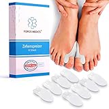 Zehenspreizer [8er Set] Silikon DERMATEST: SEHR GUT - wiederverwendbar - Polsterung des Hallux Valgus - Zehen Schiene auch für Schuhe