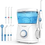 Munddusche Wasser Flosser homgeek Elektrisch Zahnpflege Oral irrigator Professionelle Zahnreinigung, 10 Stufenlose Wasserdruckeinstellungen 600ml Wassertank 7 Funktionsdüsen Ideal für Ganze Familie