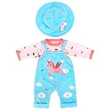 ZWOOS Puppenkleidung für New Born Baby Doll, Einhornmuster Outfit mit Hut für 18' Puppen (40-45 cm)