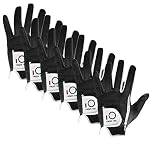 FINGER TEN 6 Stück Golfhandschuh Herren Links Rechts Mikrofaser Wettersof RainGrip Griff Golf Handschuh Linke Rechte Hand Schwarz Grau Weicher Komfort Passform Größe S M ML L XL （Schwarz L Links）