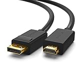 UGREEN Displayport auf HDMI Vergoldet DisplayPort DP zu HDMI Kabel HDTV Kabel UHD 4K für Laptop/PC mit HDTVs, Beamern, HTC Vive, Displays und Grafikkarten (2m)