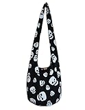 BTP! SK9 Skull-Umhängetasche, Skull, Punk, Rock, Hippie, Hobo, Thai, Baumwolle, Schwarz