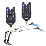 Hirisi Tackle Bissanzeiger zum Karpfenangeln und LED-Bissanzeiger, beleuchtetes Set, Blau
