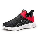 ONEMIX Herren Damen Laufschuhe Atmungsaktiv Komfort Walkingschuhe Leichtgewicht Turnschuhe Freizeit Outdoor Sneaker 1558 Red 46