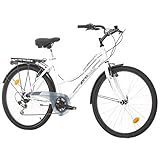 Multibrand Distribution Probike 26 City Zoll Fahrrad 6-Gang Urbane Cityräder for Heren, Damen, Unisex Schwarz 455mm (Weiß)