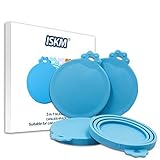 ISKM Universal Deckel 4er Pack Futterdosen Hunde und Katzenfutter BPA Frei & FDA Lebensmittelechtem Silikonfrei Spülmaschinenfest, Einheitsgröße für Alle DREI Standardgrößen (4er Pack Blau)