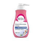 Veet Sensitive Haarentfernungscreme – Schnelle & effektive Haarentfernung für seidig-glatte Haut – Anwendungszeit 5-10 Minuten – 400 ml Spender mit Spatel