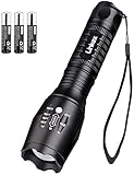 Linkax LED Taschenlampe Taktische Taschenlampe Superhell 800 Lumen Zoombar Taschenlampen LED Handlampe mit 5 Modi für Kinder Outdoor Camping Wandern inklusive 3 AAA Batterie