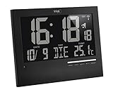 TFA Dostmann Digitale Funkuhr mit automatischer Hintergrundbeleuchtung, mit Innentemperatur, Datum, Wochentag, schwarz, 60.4508