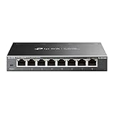 TP-Link TL-SG108E 8-Ports Gigabit Easy Smart Managed Netzwerk Switch(8 Gigabit-RJ45-Ports, Metallgehäuse, optimiert Datenverkehr, IGMP-Snooping, zentrales Management, energieeffizient)schwarz metallic